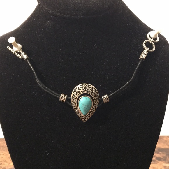 Antique Silver & Turquoise Bracelet - Picture 7 of 9